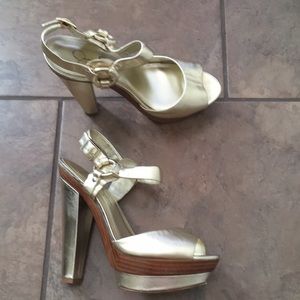 Jessica Simpson Nutella leather platform shoes 7B